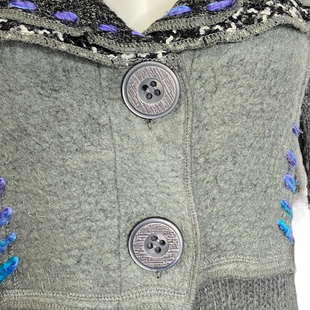 SIONI Long Cardigan Sweater Jacket Buttons Wide Collar Wool Y2K Artsy Medium - Picture 4 of 16